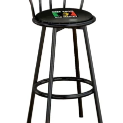 The Furniture King Bar Stool 29 Tall Black Metal Finish with a Music Themed Decal (Bob Marley – Black)