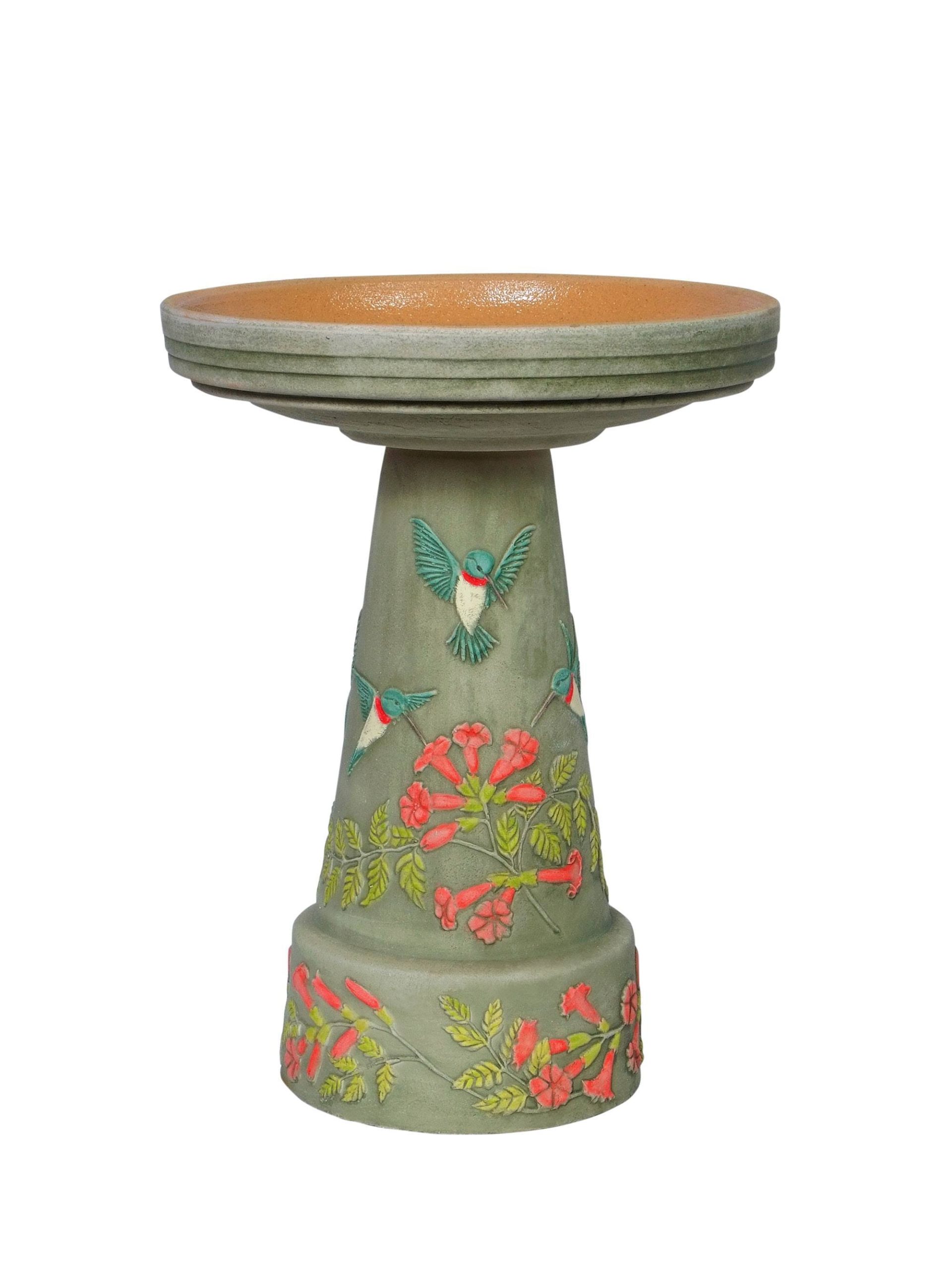 Burley Clay Hummingbird Bird Bath Set
