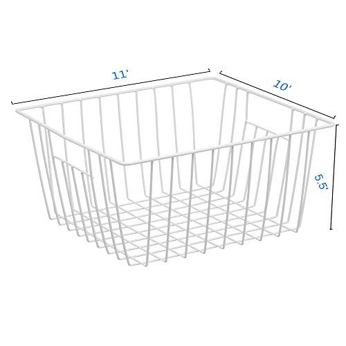 Freezer Wire Baskets, Kitchen Storage Organizer Bins for Chest and Upright Freezer, Refrigerator Dividers Containers with Handles – Pearl White (3) - Image 18