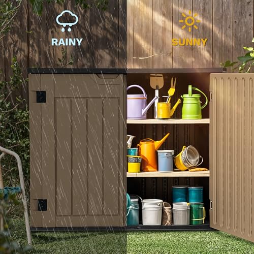 DWVO 5x3ft Resin Outdoor Storage Shed with Floor, Waterproof Lockable Storage Shed with Window, Plastic Outside Tool Storage for Garden, Backyard, Patio, Lawn, Gray - Image 29