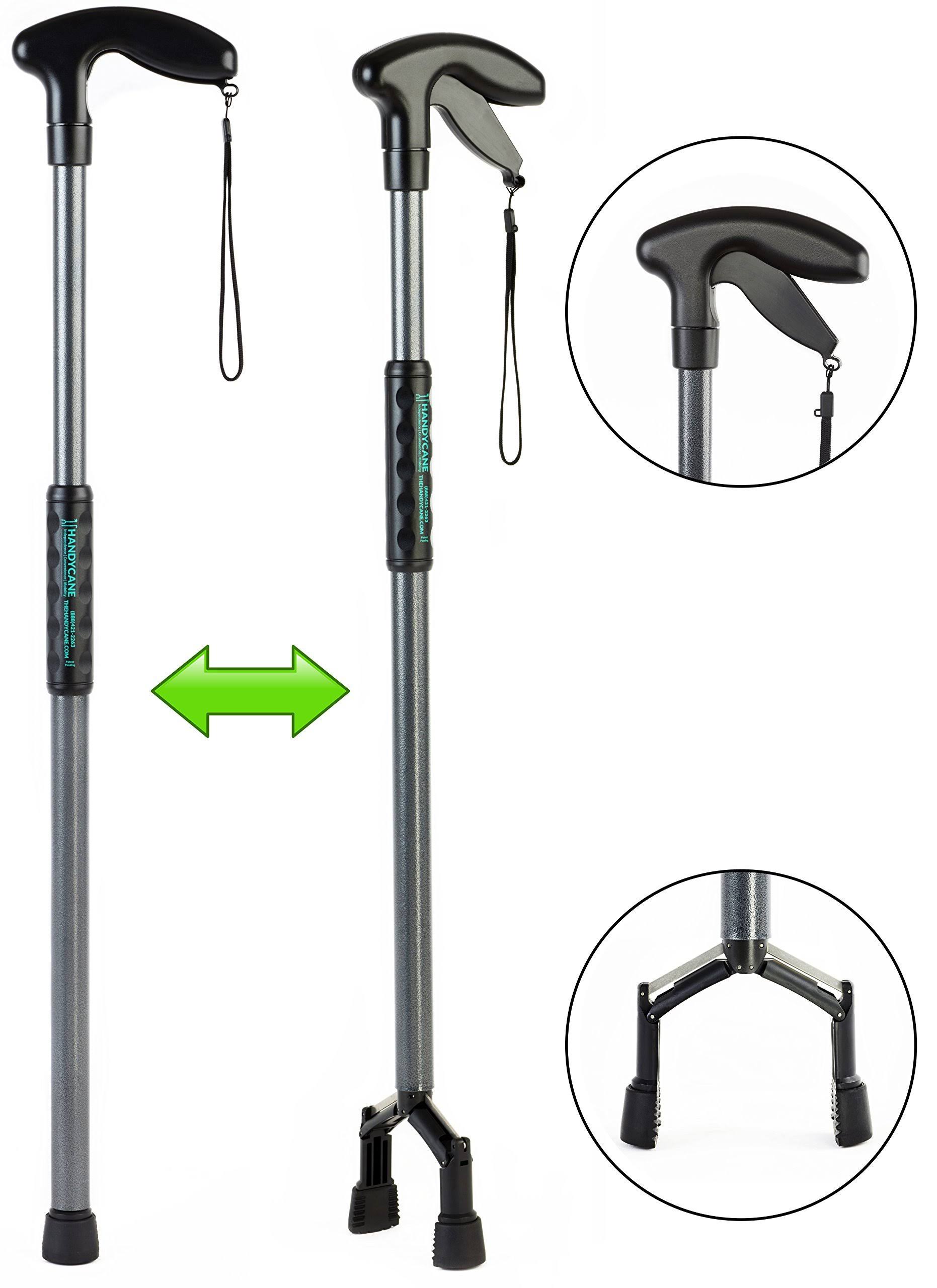 Handy Cane All-in-One Walking Aid with Built-in Reacher Grabber-Medium