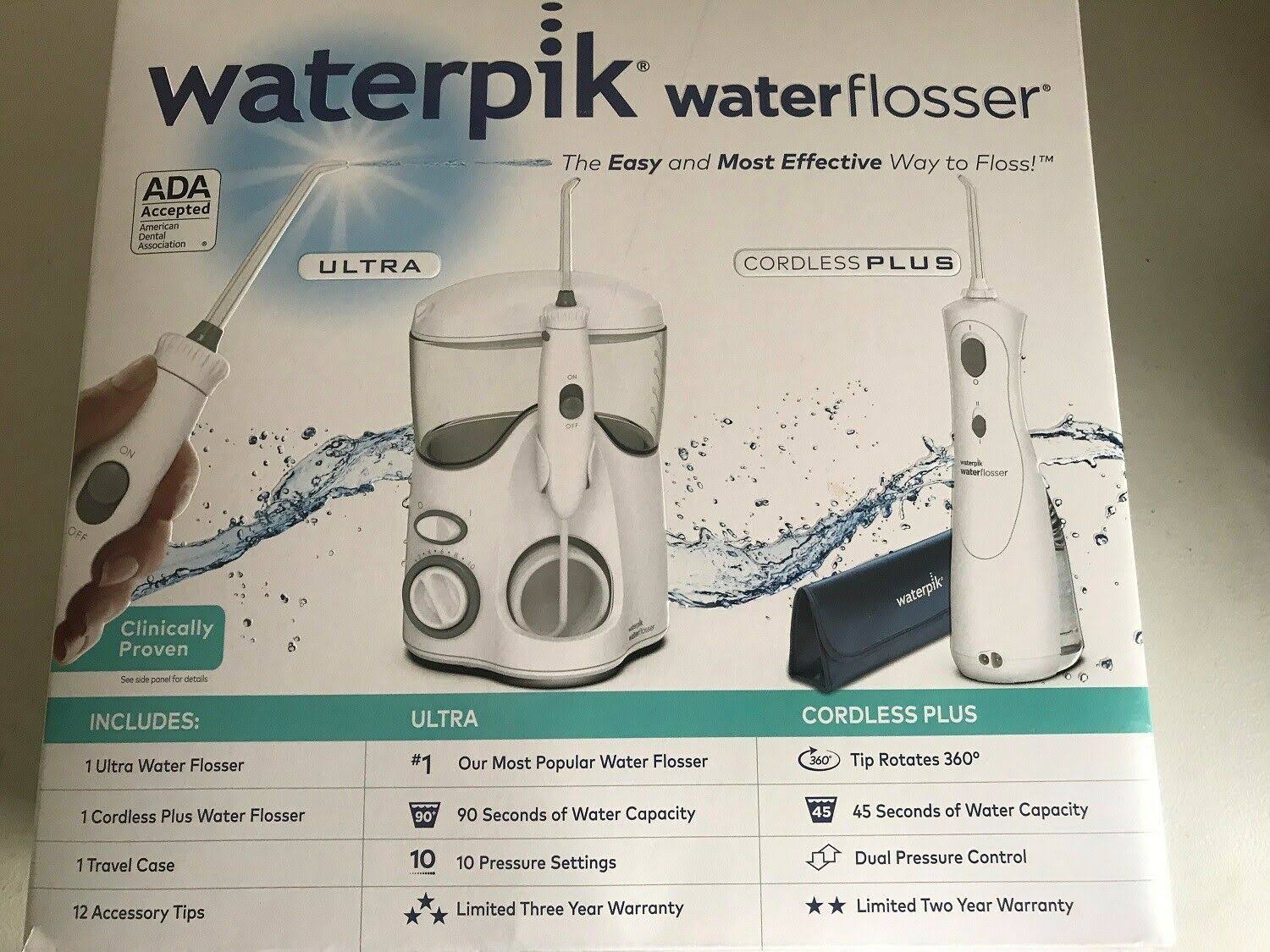 Waterpik Ultra and Cordless Plus Water Flosser Combo (WP-120) and (WP-470)