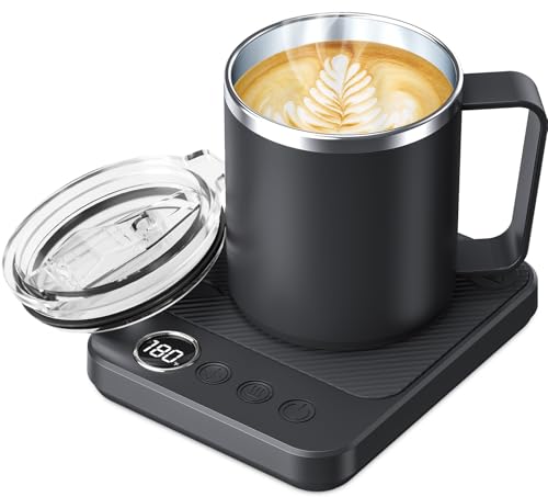 Coffee Mug Warmer & Mug Set for Desk, Electric Coffee Cup Warmer with 16oz Heated Mug, Smart Coffee Heater with Auto Shut Off for Office/Home, Christmas/Birthday/Coffee Gifts for Men & Women,Black - Image 2