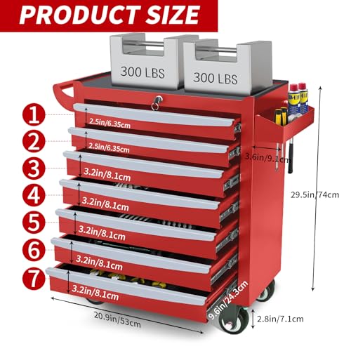Rolling Tool Chest, Metal Tool Box with 5 Drawers, Lockable Garage Storage Cabinets Sliding Tool Drawer Cart on Wheels Toolbox Organization Workbench for Workshop Warehouse Repair Shop - Image 31