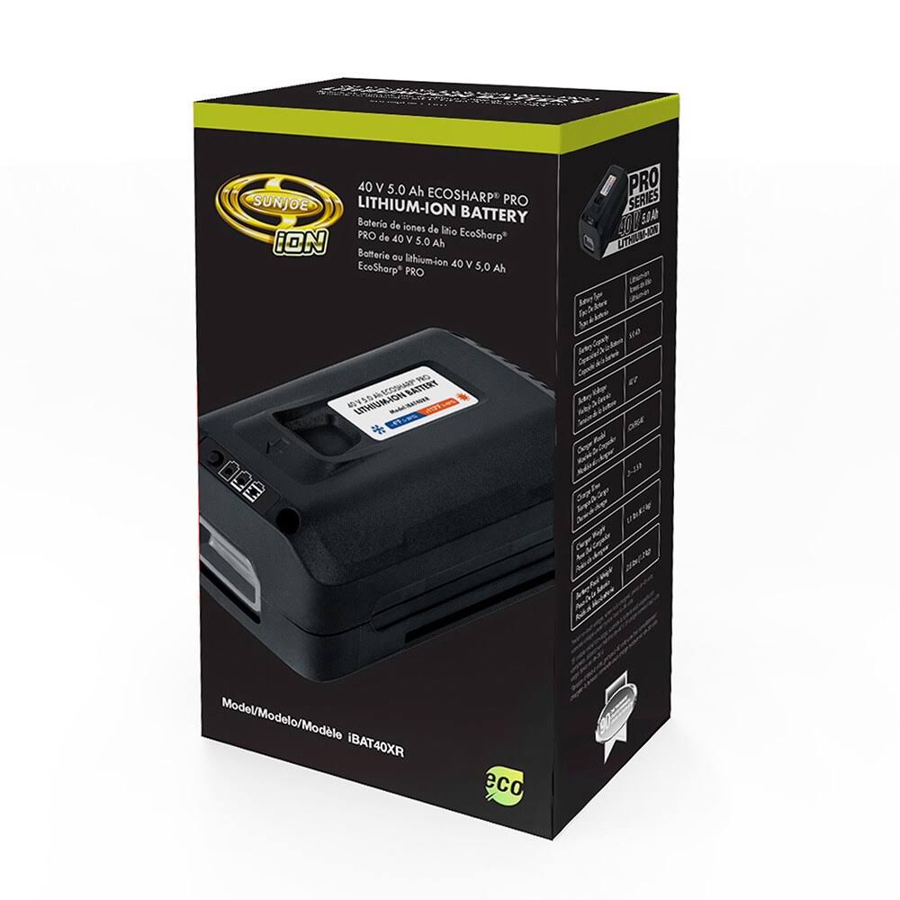 Snow Joe EcoSharp Pro Lithium-Ion battery, 40V 5.0 Ah, Ibat40xr - Image 4