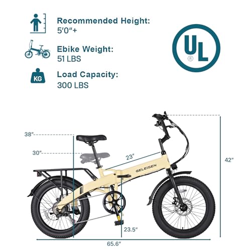 Folding Electric Bike for Adults, 20??3.0 Fat Tire Electric Bicycle, 374.4Wh Battery Ebike, 20MPH Electric Cargo Bike with LCD Color Display & 6 Speed Gears (Fits for 5’0+) - Image 14