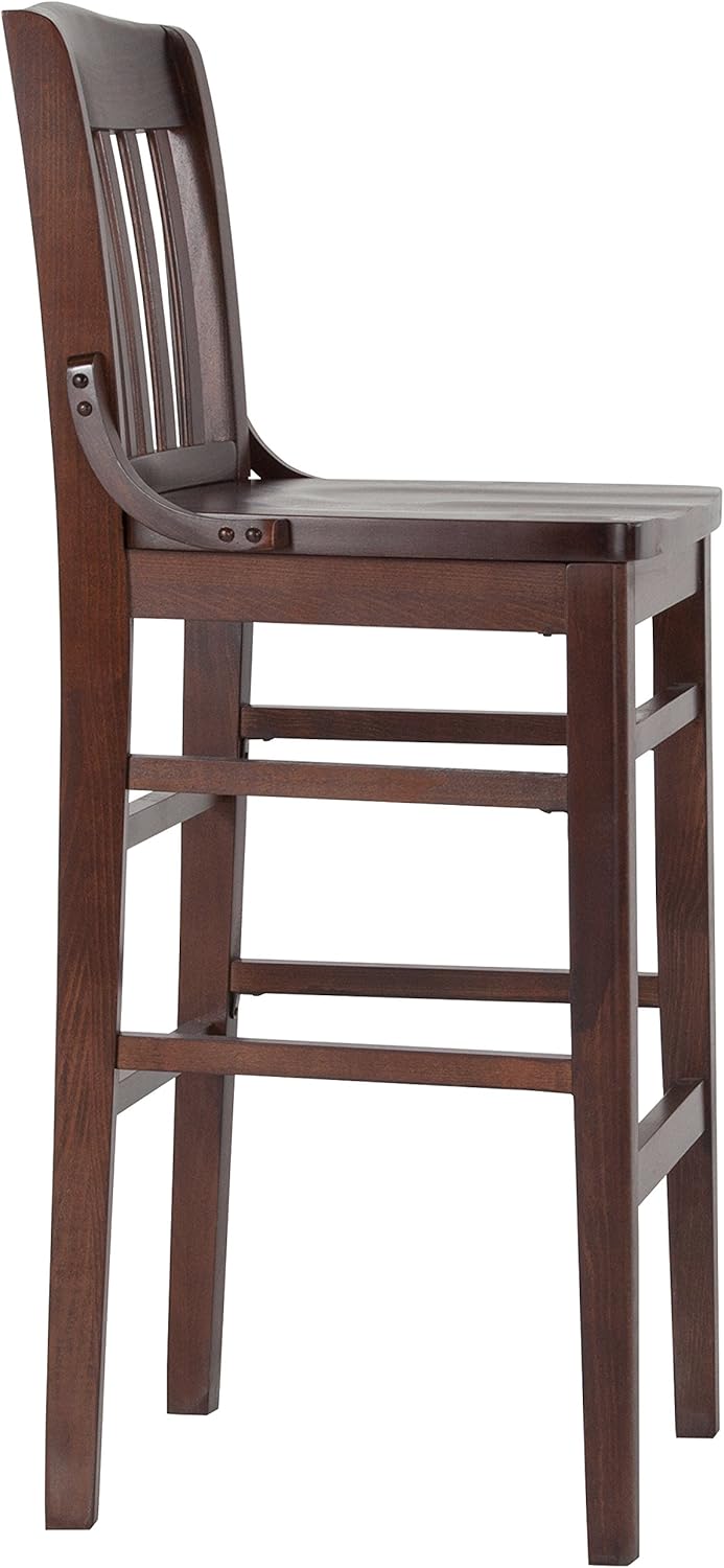 Flash Furniture HERCULES Series School House Back Walnut Wood Restaurant Barstool - Image 10