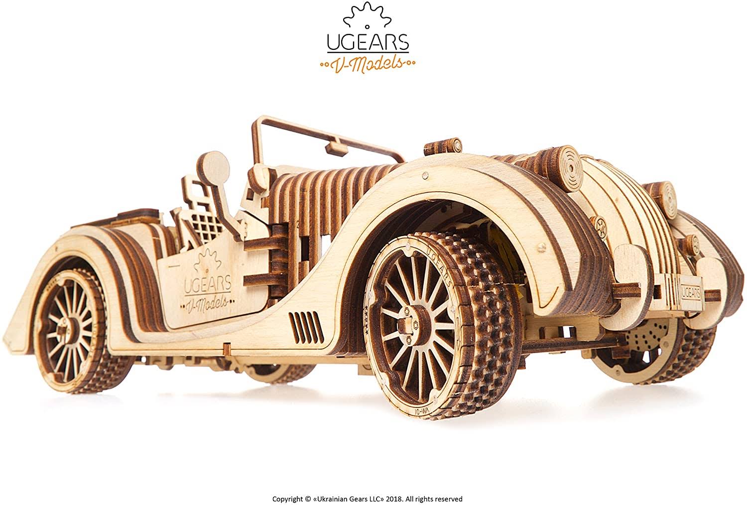 UGears Mechanical Models Roadster VM-01 3-D Wooden Puzzle - Image 6