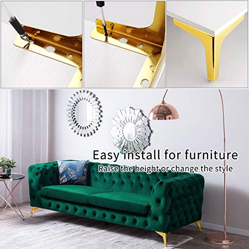 7 Triangle Furniture Legs,A Set of 4??Modern Metal Diamond Triangle Furniture Feet DIY Replacement Gold for Cabinet Cupboard Sofa Table Couch legs Couch Chair Legs (7 / 17.5cm, Golden) - Image 4