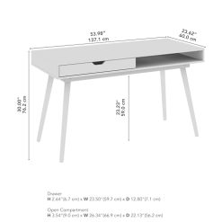 Alternative view of Bush Furniture Nora 54W Writing Desk in Dark Walnut | Computer Table for Home Office Workspace or Entryway