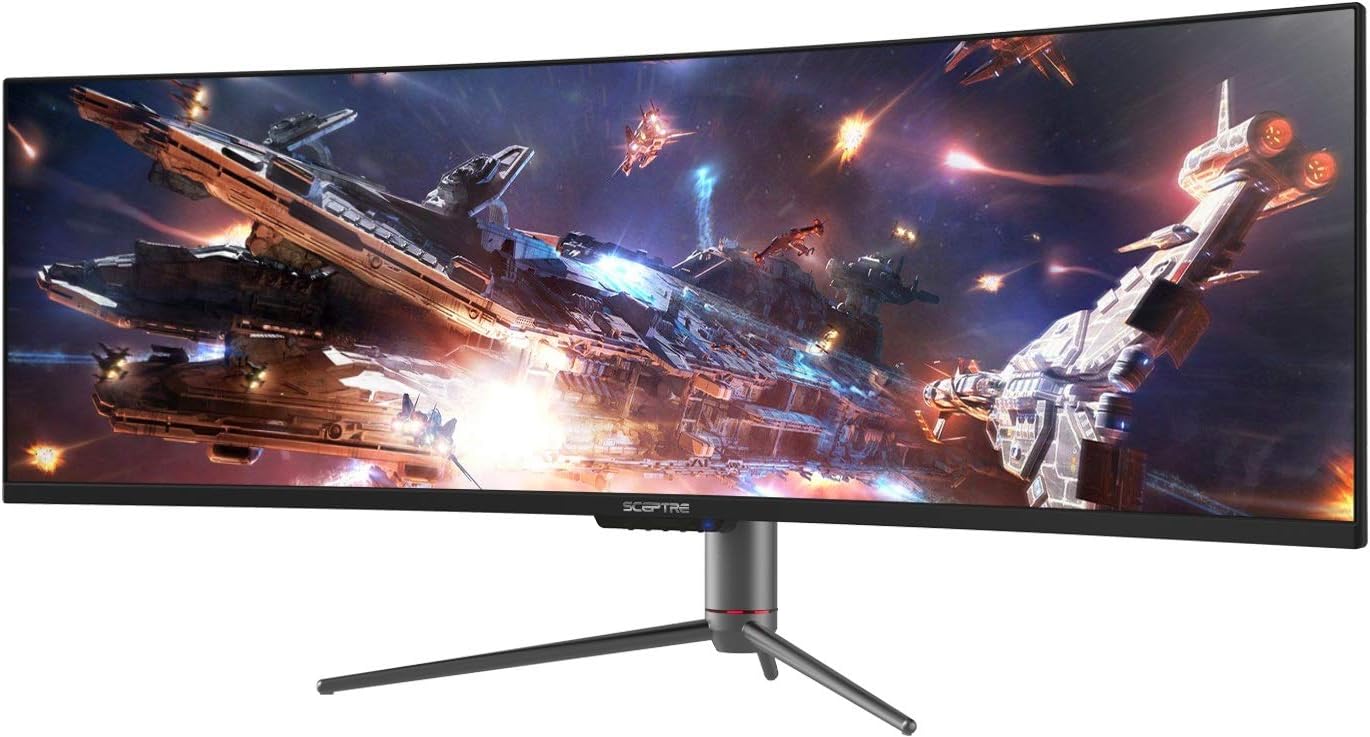 Sceptre Curved 49 inch (5120×1440) Dual QHD 32:9 Gaming Monitor up to 120Hz DisplayPort HDMI Build-in Speakers, Gunmetal Black 2021 (C505B-QSN168)