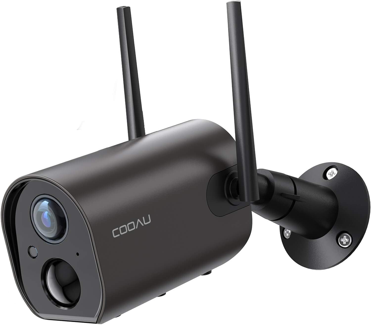 Wireless Outdoor Security Camera COOAU 15000mAh Rechargeable Battery Powered Camera WiFi IP Home Surveillance Camera 1080P Night Vision IP66 Waterproof Human Motion Detection iOS Android (Black)