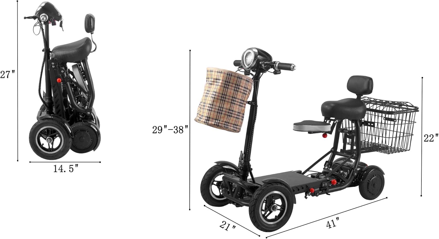 Generic 2022 New United Mobility City Slicker Battery Powered Mobility Scooter Heavy Duty Lightweight Folding 17 Miles Range Scooter (White) - Image 6