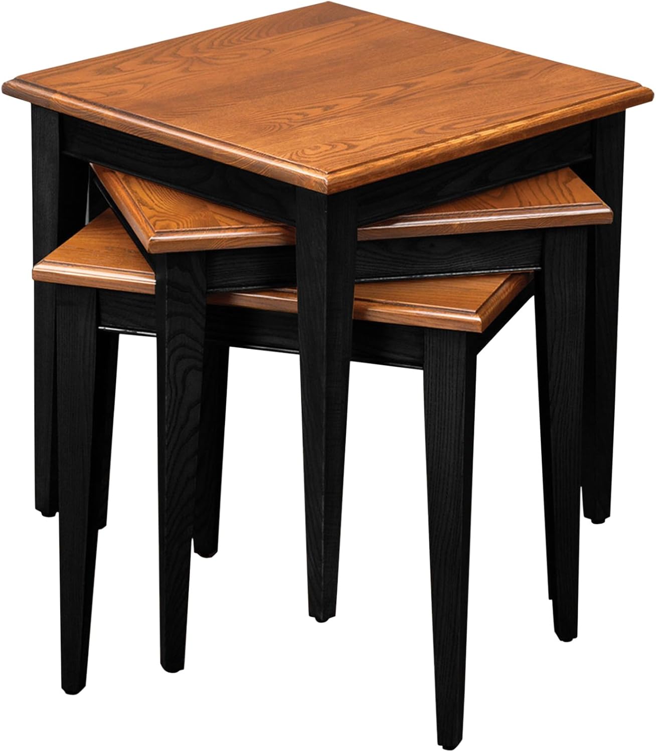 Leick Stacking Table Set, Black and Medium Oak