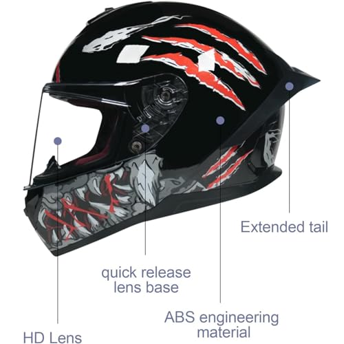 Full Face Motorcycle Helmet Crash Integrated Helmet with HD Visor Four Seasons Crash Helmet Men Women DOT Approved Ventilation System Motorcross Helmets - Image 4