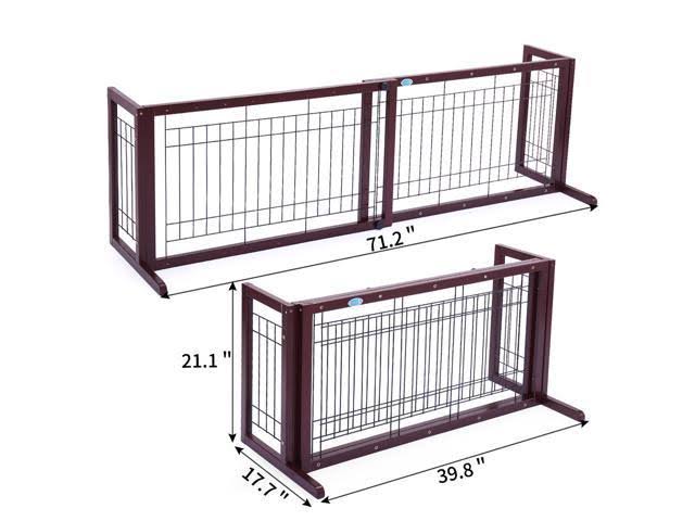 samnewrate Pet Fence Gate Free Standing Adjustable Dog Gate Solid Wood Construction Indoor - Image 2