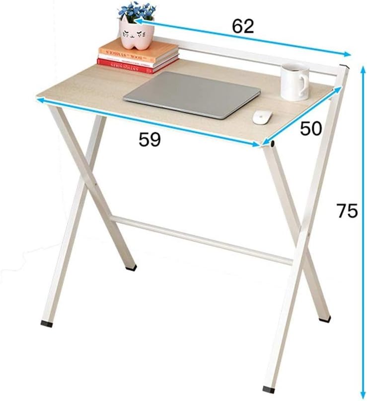 Folding Computer Desk, Space-Saving Home Office Desk Working Table with Storage Shelf, Multipurpose Foldable - Image 2