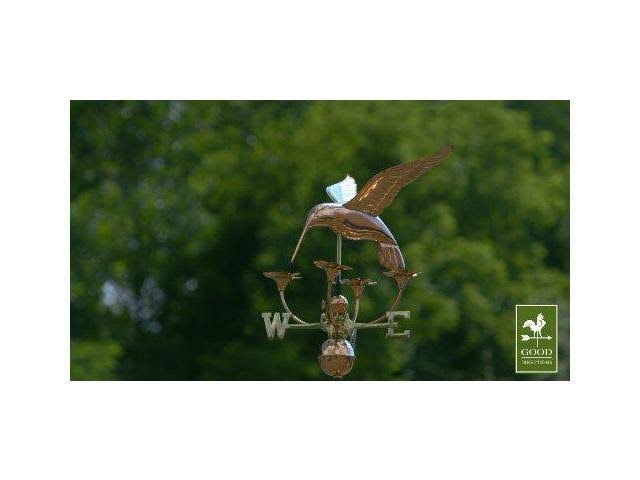 Good Directions Hummingbird with Flowers Weathervane Polished Copper - Image 6