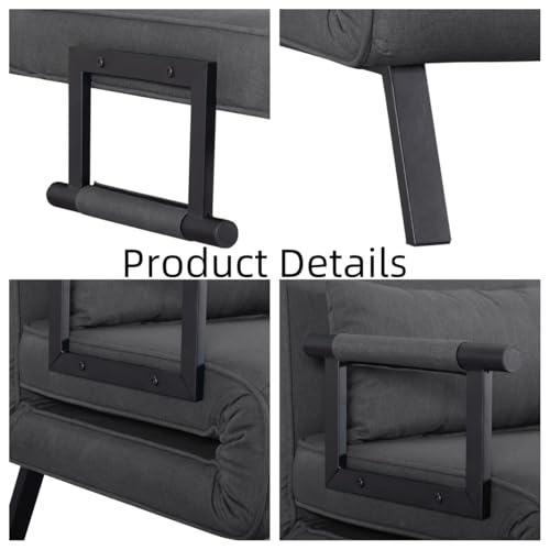 3 in 1 Sleeper Sofa Bed, Futon Sofa Bed for Living Room with Side Pocket, Black Sleepers Sofa Couch with Pullout Bed, Convertible Love Seat Sleepers Bed for Living Room, Bedroom, Small Space - Image 25