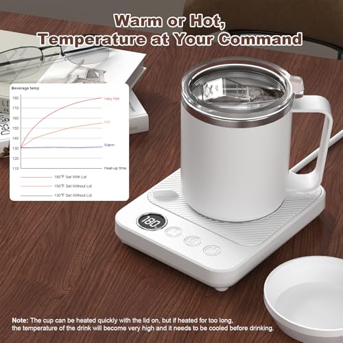 Coffee Mug Warmer & Mug Set for Desk, Electric Coffee Cup Warmer with 16oz Heated Mug, Smart Coffee Heater with Auto Shut Off for Office/Home, Christmas/Birthday/Coffee Gifts for Men & Women,Black - Image 4