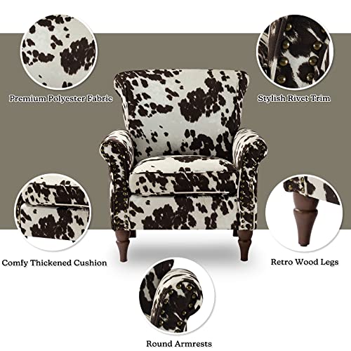 HULALA HOME Modern Wingback Accent Chair with Wood Legs & Removable Cushion, Comfy Upholstered Armchair with Nailhead Trim, Floral Pattern Single Sofa Chair for Living Room Bedroom, Blue - Image 44