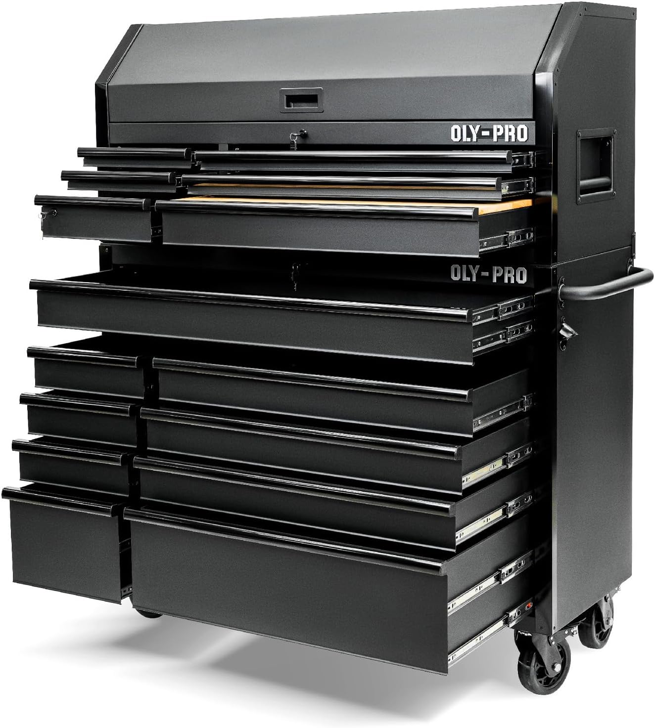 Olympia Tools Heavy Duty 52in. 15-Drawer Tool Chest and Rolling Cabinet Combo, Mechanic Tool Organizer Box for Garage Workshop, Black