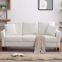 SZLIZCCC Cream Velvet Sofa Three Seater Couch??78 inches Long Sofas,Soft Sitting Sofa??Couches for Living Room, Apartment, Bedroom