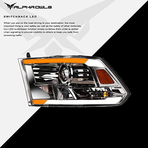 Alpha Owls 8710401 Crystal Headlights With Switchback Sequential LED Light Bar & Startup Light – Black Amber Fits 2009-2018 Dodge Ram 1500 2500 3500/2019-2023 Classic Halogen Models - Image 32