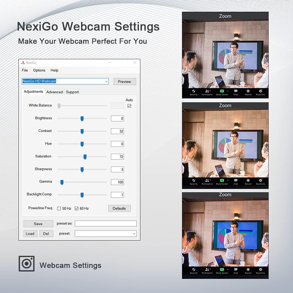 NexiGo N960E 1080P 60FPS Webcam with Light, Software Included, Fast AutoFocus, Built-in Privacy Cover, USB Web Camera, Dual Stereo Microphone, for Zoom Meeting Skype Teams Twitch - Image 2