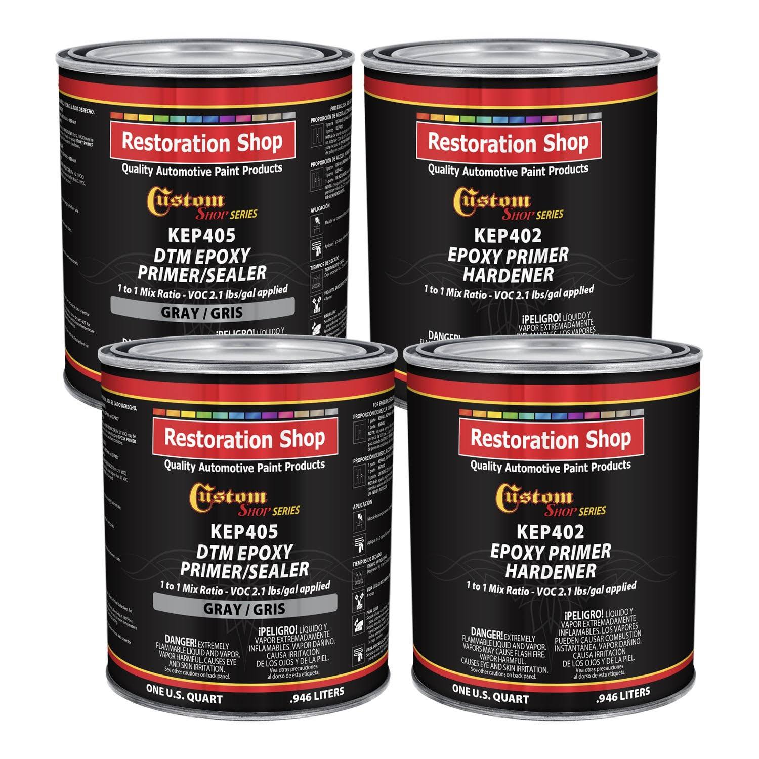 Custom Shop – Gray Epoxy Primer/Sealer 2.1 VOC (Gallon Kit) Anti-Corrosive DTM High-Performance Primer for Automotive and Indust