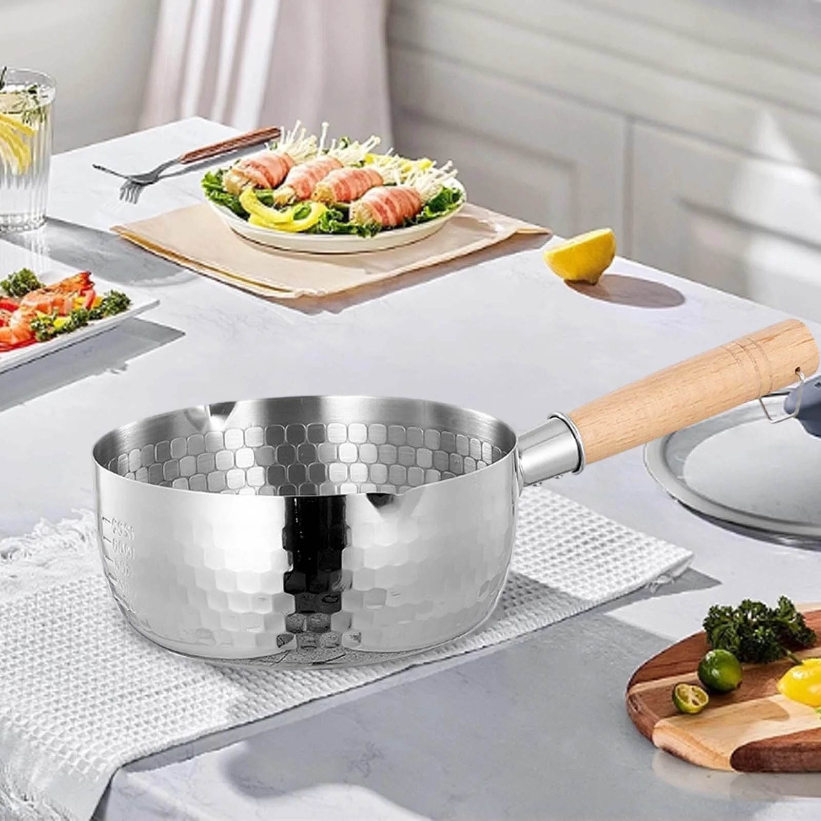 CUTICATE Japanese Saucepan Sauce Pan Universal Stoves Noodles Pasta Long Handle Stovepot Cooking Pot for Hiking Indoor Outdoor Camping 18cm - Image 7