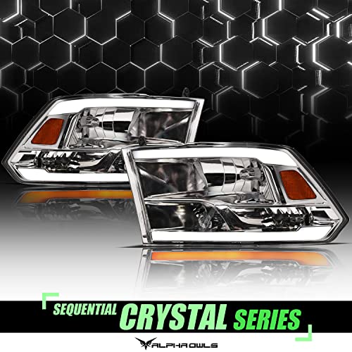 Alpha Owls 8710401 Crystal Headlights With Switchback Sequential LED Light Bar & Startup Light – Black Amber Fits 2009-2018 Dodge Ram 1500 2500 3500/2019-2023 Classic Halogen Models - Image 19