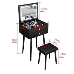 Alternative view of ENGENDER Makeup Vanity Vanity Table Set Flip Dresser Modern Minimalist Small Dresser for Bedroom Ladies Fashion Dresser Dresser with Drawers Vanity Table (Color : A, Size : L50cm)