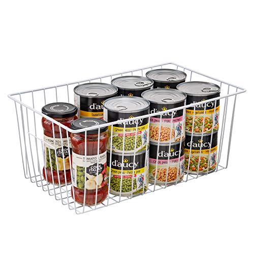 Freezer Wire Baskets, Kitchen Storage Organizer Bins for Chest and Upright Freezer, Refrigerator Dividers Containers with Handles – Pearl White (3) - Image 21