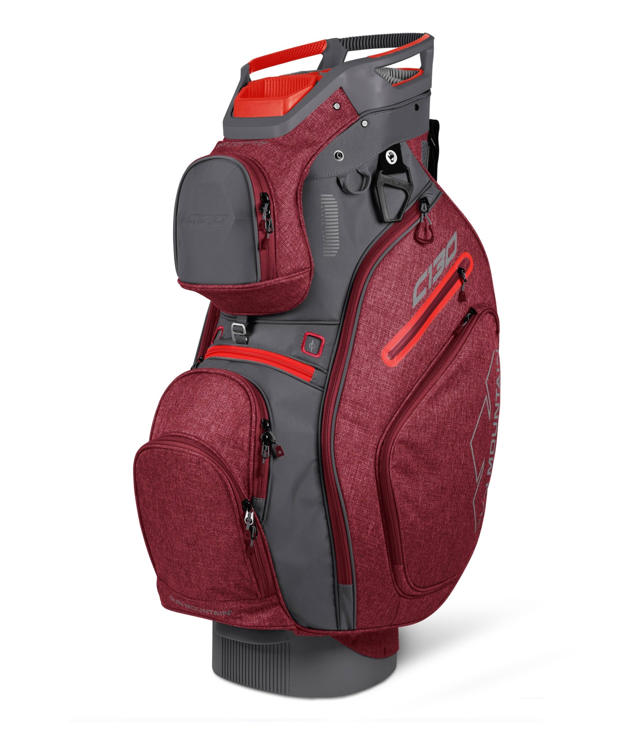 Sun Mountain 2019 C-130 5-Way Cart Bag, Red/Grey