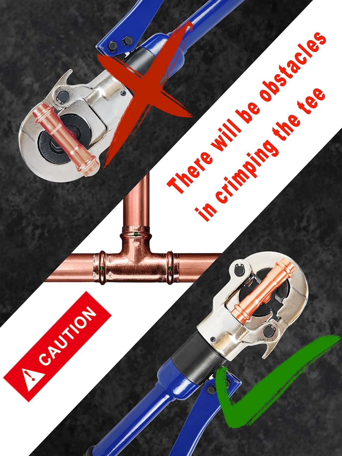 AMZCNC Copper Tube Fittings Hydraulic Pipe Crimping Tool with 1/2,3/4 and 1 Jaw Copper Pipe Propress Crimper Pressing Pliers - Image 4