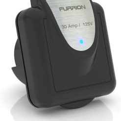 Furrion F30INS-BS-AM Black Square 30 Amp RV Inlet with Stainless Steel Plate and Power Smart LED