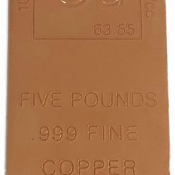 Alternative view of Unique Metals 5 Pound Copper Bar Bullion with Element Design – .999 Pure