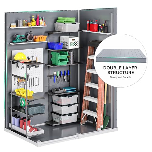 DWVO 5x3ft Resin Outdoor Storage Shed with Floor, Waterproof Lockable Storage Shed with Window, Plastic Outside Tool Storage for Garden, Backyard, Patio, Lawn, Gray - Image 37