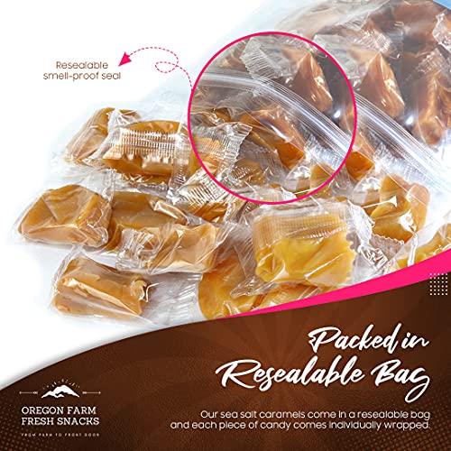 Oregon Farm Fresh Snacks Salted Caramel Gourmet Candy – Oregon Made Caramel Candy with Sea Salt and Vanilla – Gluten Free Delicious Chewy Sea Salt Caramels – Soft Caramels Individually Wrapped (16 oz) - Image 2