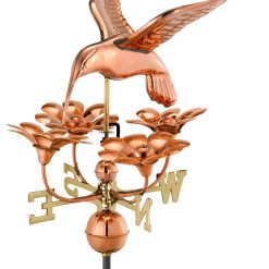 Good Directions Hummingbird with Flowers Weathervane  Polished Copper