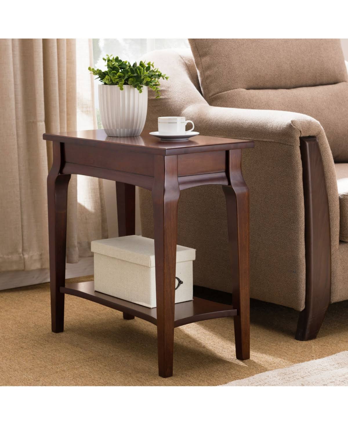 Leick Home Stratus Narrow Chairside Table, Heartwood Cherry - Image 3