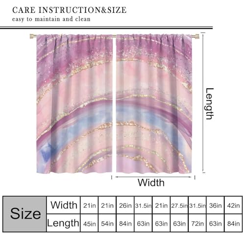 Abstract Marble Curtains,Modern Art Golden Blue Marble Blue Sea Vintage Window Treatment Curtains for Living Room,Marble Kitchen Curtains 27.5x63in,2 Panel Set - Image 2