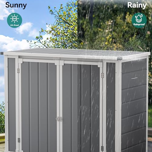 DWVO 5x3ft Resin Outdoor Storage Shed with Floor, Waterproof Lockable Storage Shed with Window, Plastic Outside Tool Storage for Garden, Backyard, Patio, Lawn, Gray - Image 21