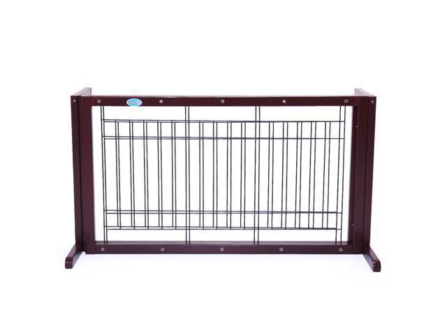 samnewrate Pet Fence Gate Free Standing Adjustable Dog Gate Solid Wood Construction Indoor - Image 3