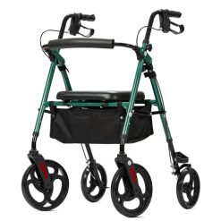 ELENKER Rollator Walker with 10?? Wheels, Sponge Padded Seat and Backrest, Fully Adjustment Frame for Seniors, Green