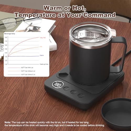 Coffee Mug Warmer & Mug Set for Desk, Electric Coffee Cup Warmer with 16oz Heated Mug, Smart Coffee Heater with Auto Shut Off for Office/Home, Christmas/Birthday/Coffee Gifts for Men & Women,Black - Image 17