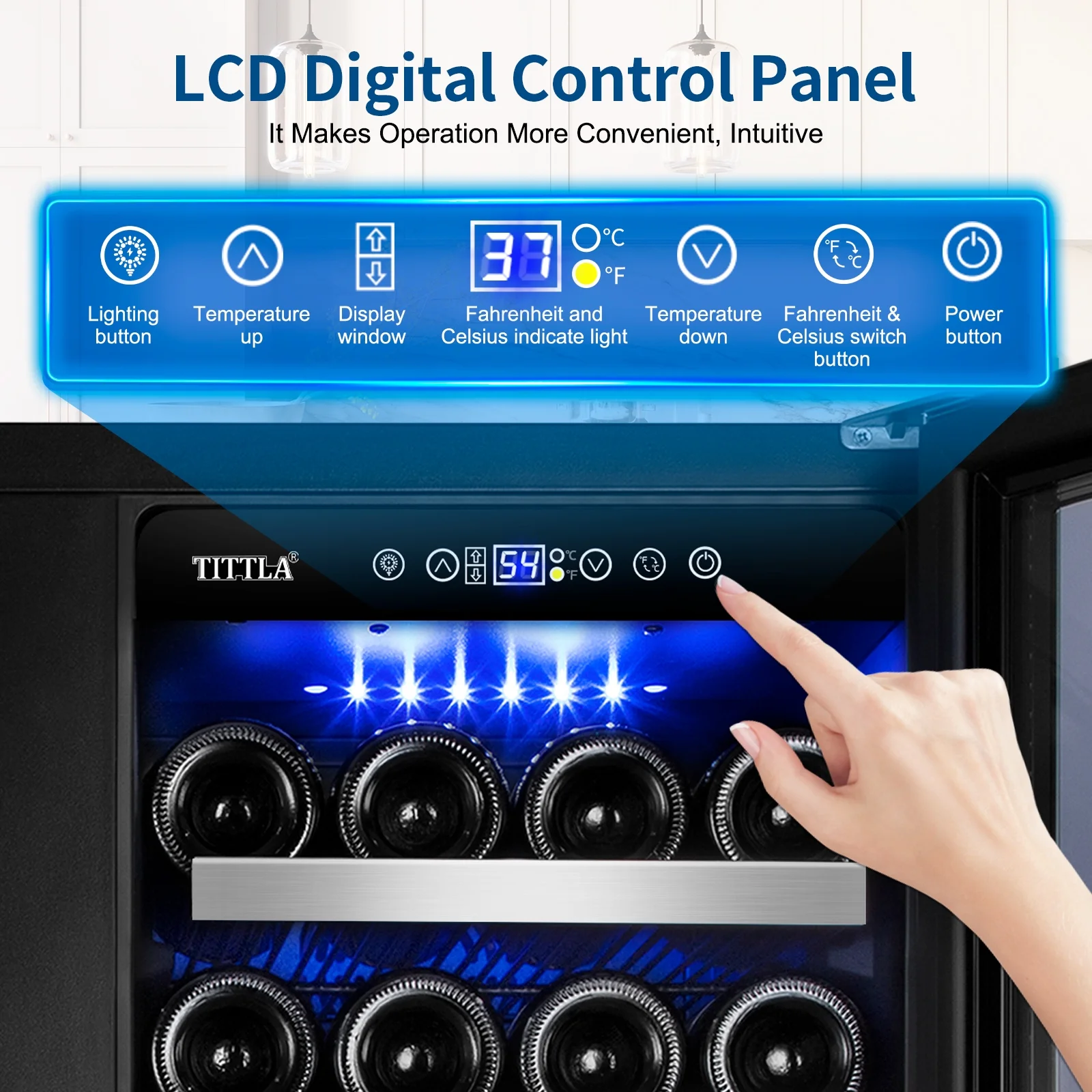 Tittla 30 Inch Wine Fridge, Dual Zone Wine and Beverage Refrigerator with 33 Bottle and 80 Can Wine Cooler Under Counter Freestanding - Image 4