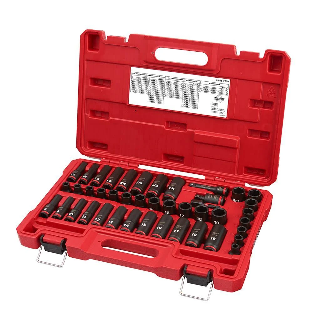 Milwaukee Shockwave Impact Duty 3/8Inch-Drive, SAE and Metric 6-Point Socket Set – 43-Piece, Model 49-66-7009 - Image 2