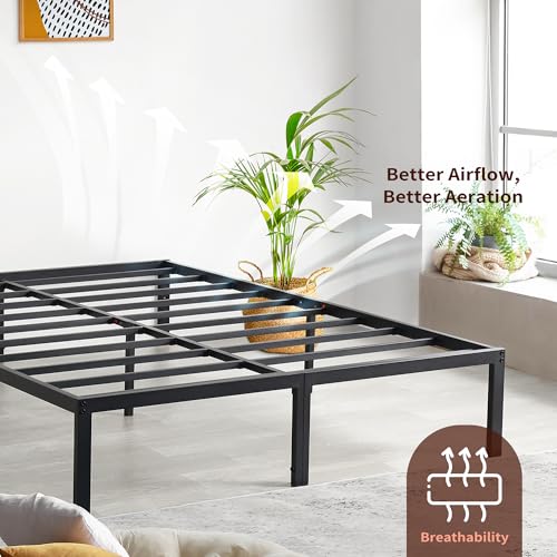 PrimaSleep 18 Inch Tall Heavy Duty Steel Slat Bed Frame/Anti-Slip Support/Easy Assembly Mattress Foundation/No Noise/No Box Spring Needed/Full/Black - Image 7
